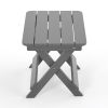 Outdoor Adirondack Foldable Side Table; Patio End Table for Poolside Garden;  Weather Resistant Coffee Table -Plastic High-Density PE - Grey