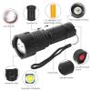 LED Rechargeable Flashlight Zoomable Aluminum Alloy Flashlight Torch  - Black